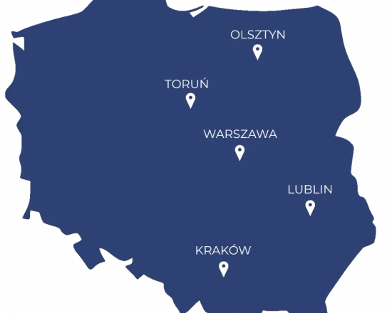 mapa z miastami, gdzie swoje kolegia ma SGMK